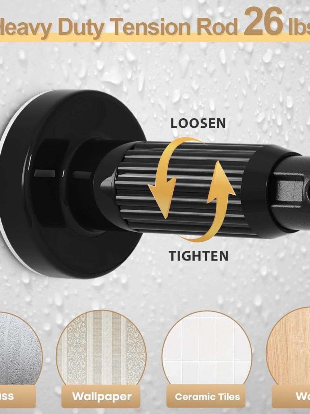 Black Tension Curtain Rod 41-146In